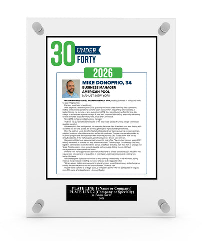 2026 PoolPro Acrylic Plaque