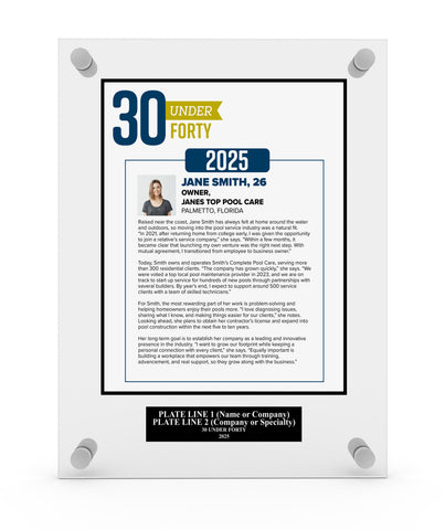 2025 PoolPro Acrylic Plaque